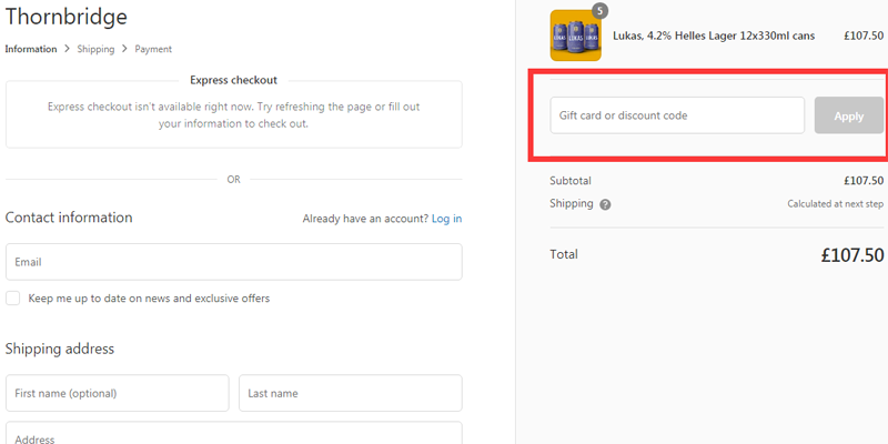 thornbridge brewery discount code